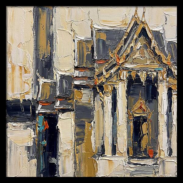 Buddhist Temple In Palette Knife Style