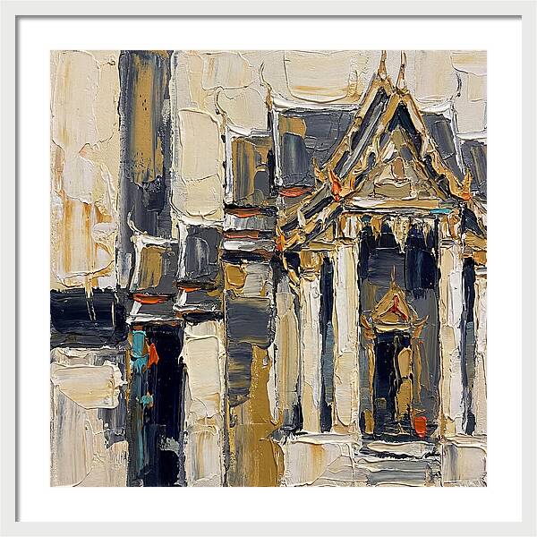 Buddhist Temple In Palette Knife Style
