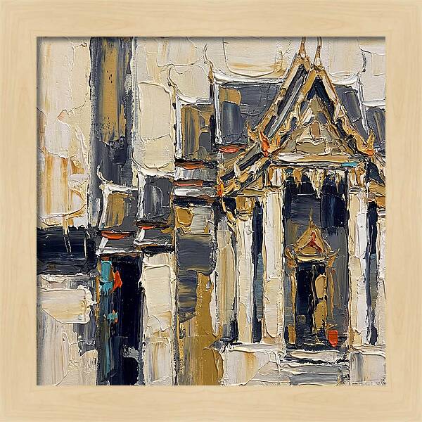 Buddhist Temple In Palette Knife Style