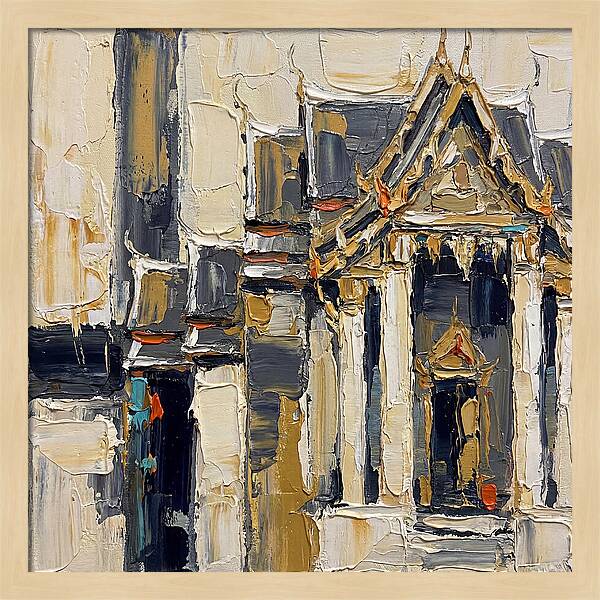 Buddhist Temple In Palette Knife Style