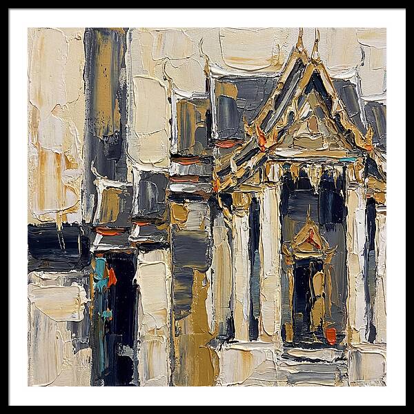 Buddhist Temple In Palette Knife Style
