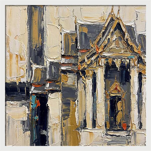 Buddhist Temple In Palette Knife Style