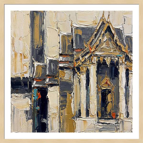 Buddhist Temple In Palette Knife Style