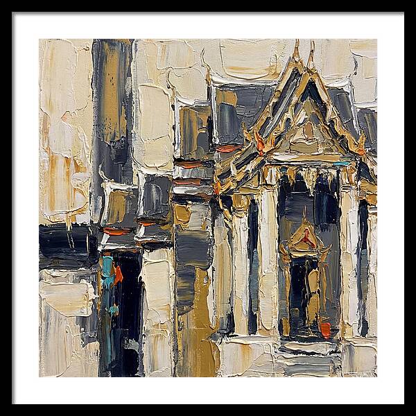 Buddhist Temple In Palette Knife Style