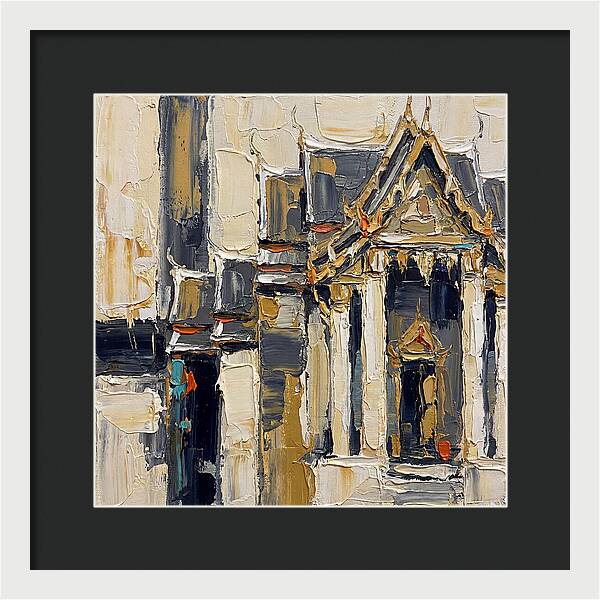 Buddhist Temple In Palette Knife Style