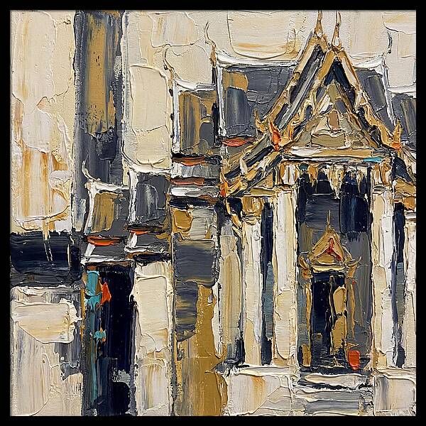 Buddhist Temple In Palette Knife Style