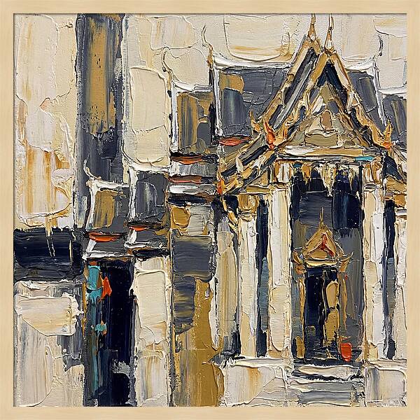 Buddhist Temple In Palette Knife Style