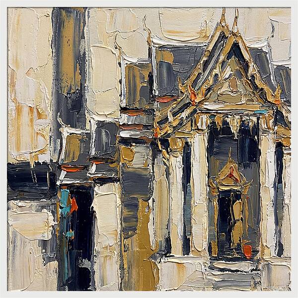 Buddhist Temple In Palette Knife Style