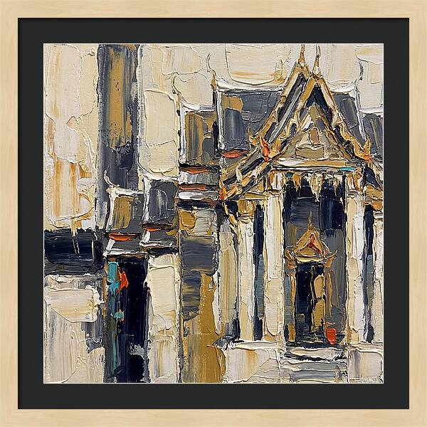 Buddhist Temple In Palette Knife Style