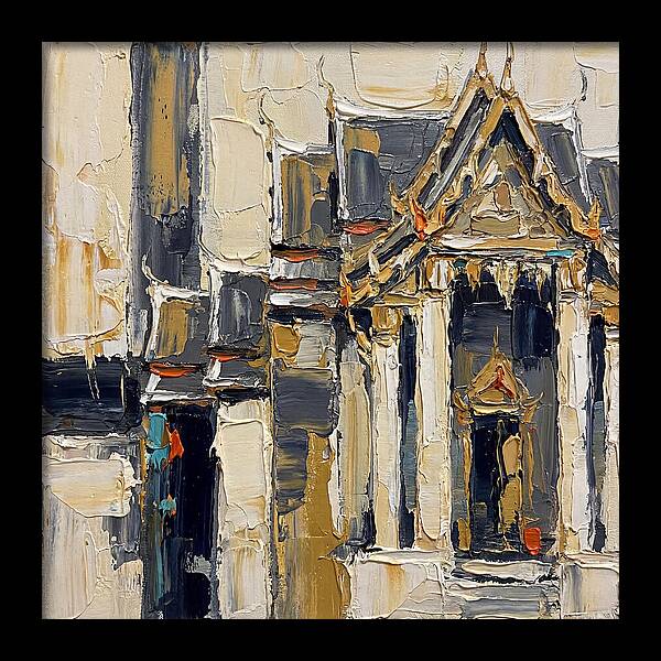 Buddhist Temple In Palette Knife Style