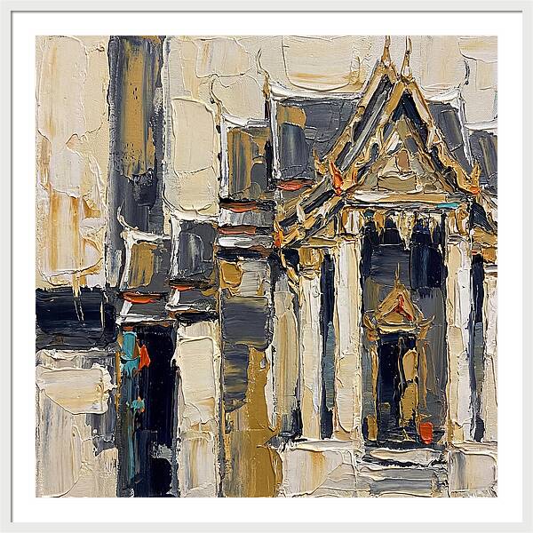 Buddhist Temple In Palette Knife Style