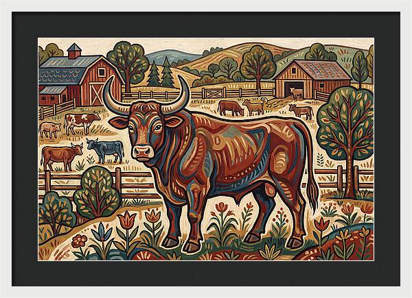 Bull In A Pastoral Landscape