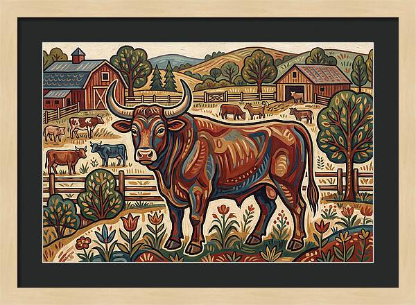 Bull In A Pastoral Landscape