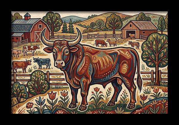 Bull In A Pastoral Landscape
