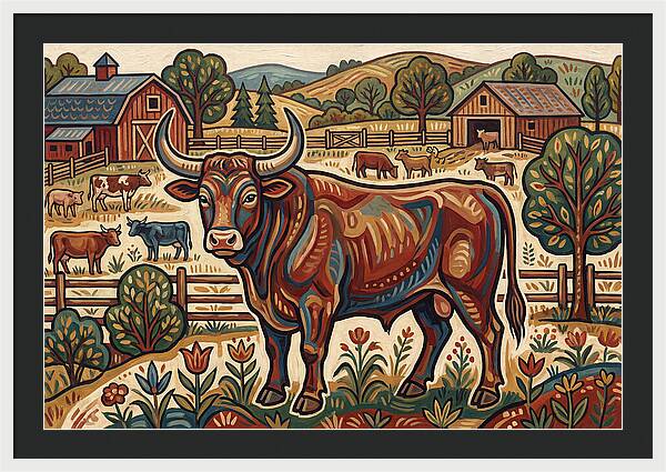 Bull In A Pastoral Landscape