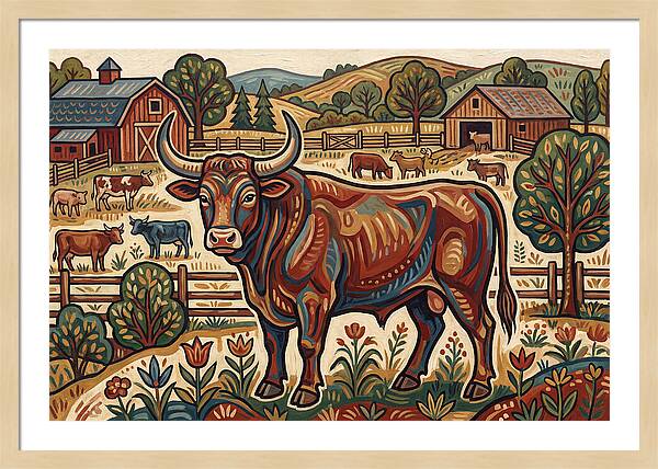 Bull In A Pastoral Landscape
