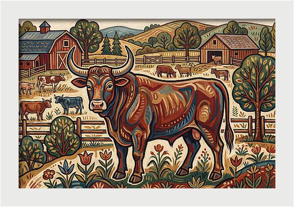 Bull In A Pastoral Landscape