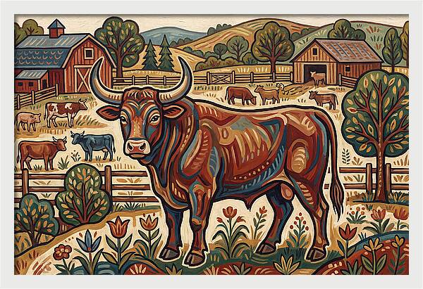 Bull In A Pastoral Landscape