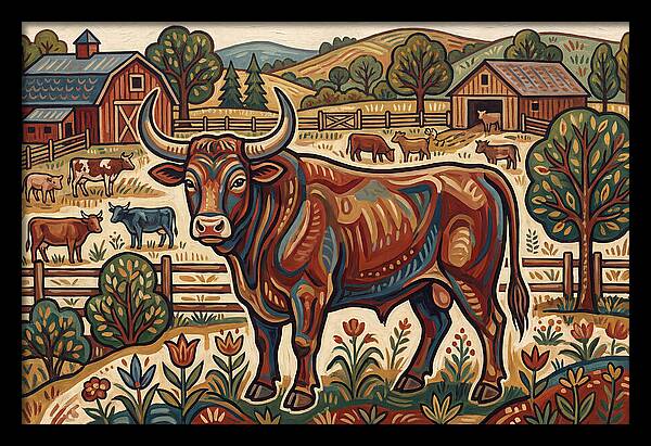 Bull In A Pastoral Landscape