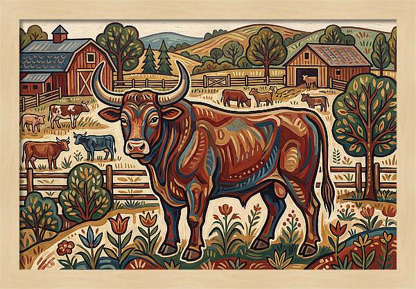 Bull In A Pastoral Landscape