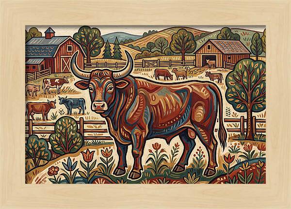 Bull In A Pastoral Landscape