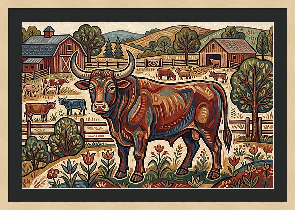 Bull In A Pastoral Landscape