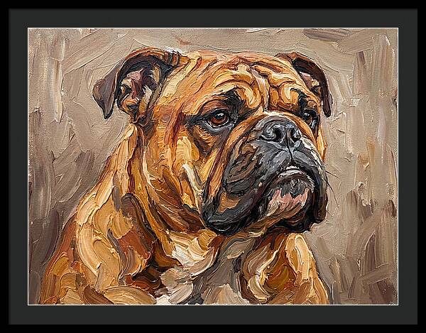 Bulldog Portrait In Palette Knife Style
