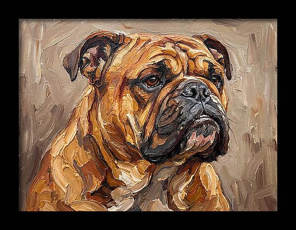 Bulldog Portrait In Palette Knife Style