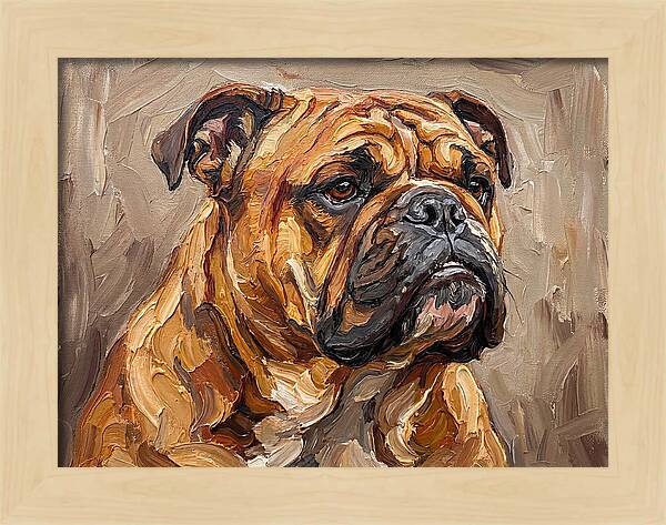 Bulldog Portrait In Palette Knife Style