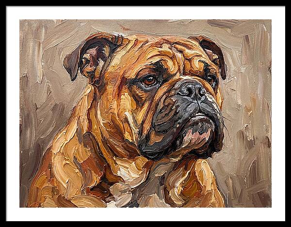 Bulldog Portrait In Palette Knife Style