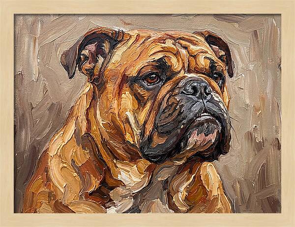 Bulldog Portrait In Palette Knife Style