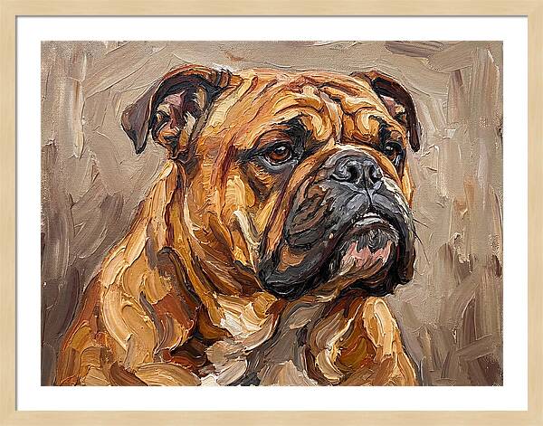 Bulldog Portrait In Palette Knife Style