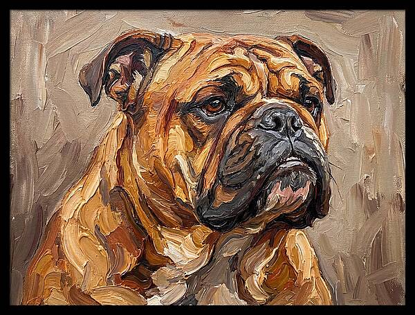 Bulldog Portrait In Palette Knife Style