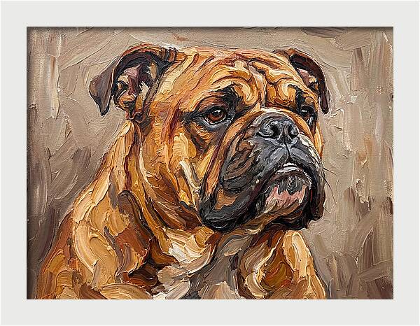 Bulldog Portrait In Palette Knife Style