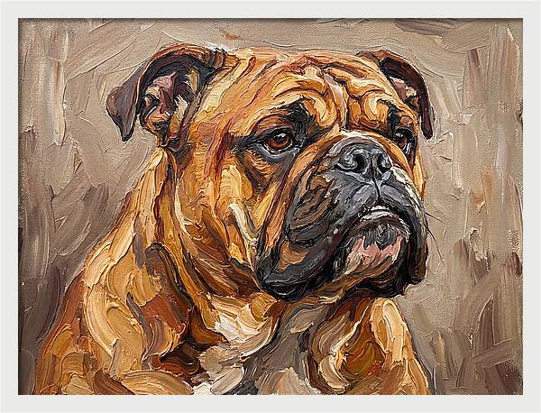 Bulldog Portrait In Palette Knife Style