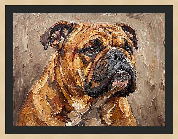 Bulldog Portrait In Palette Knife Style