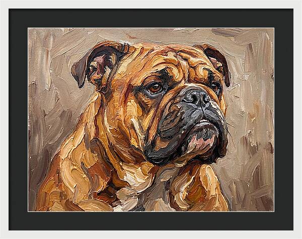 Bulldog Portrait In Palette Knife Style