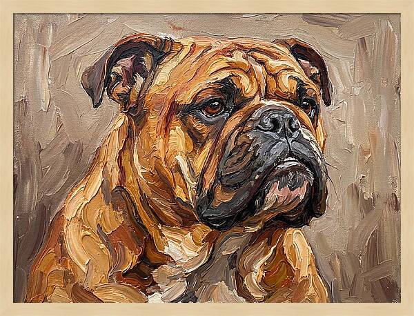 Bulldog Portrait In Palette Knife Style