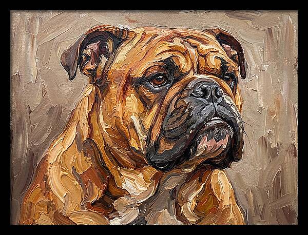 Bulldog Portrait In Palette Knife Style