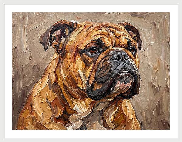 Bulldog Portrait In Palette Knife Style