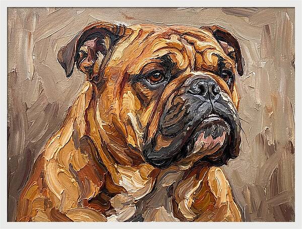 Bulldog Portrait In Palette Knife Style