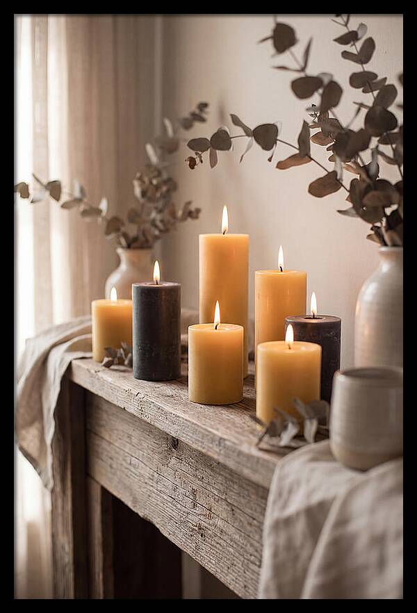Burning Beeswax Candles
