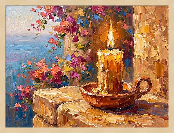 Burning Candle By The Sea