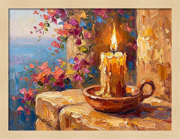 Burning Candle By The Sea