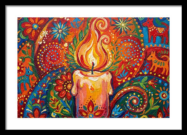 Burning Candle In Folk Art