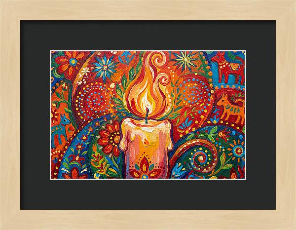 Burning Candle In Folk Art