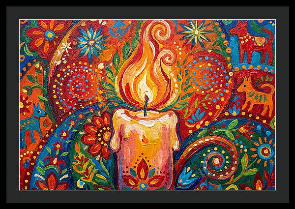 Burning Candle In Folk Art