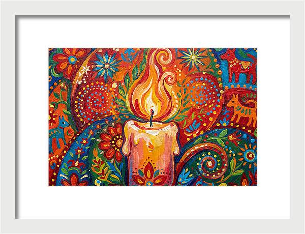 Burning Candle In Folk Art
