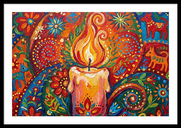 Burning Candle In Folk Art