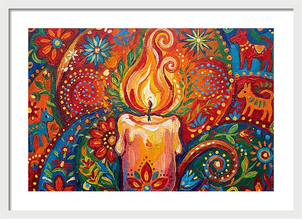 Burning Candle In Folk Art